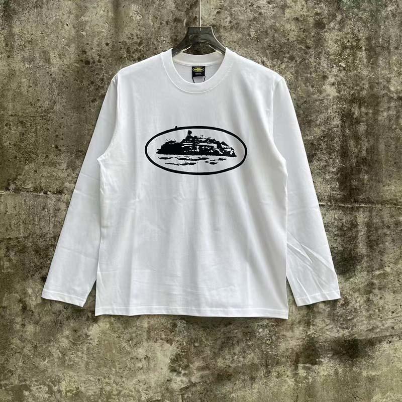 Corteiz Graphic Print Long Sleeve T-Shirt Men Streetwear Vintage Loose Fit Casual Tee
