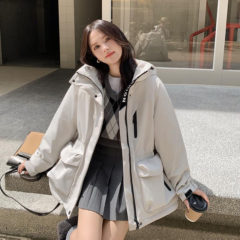 Thickened cotton-padded coat women's winter new loose casual cotton-padded clothes hooded tooling cotton clothes