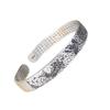 S999 Sterling Silver Handmade Hammer Pattern Heart Sutra Bottom Bracelet Retro Ethnic Style Bracelet Lotus Fish Foot Silver