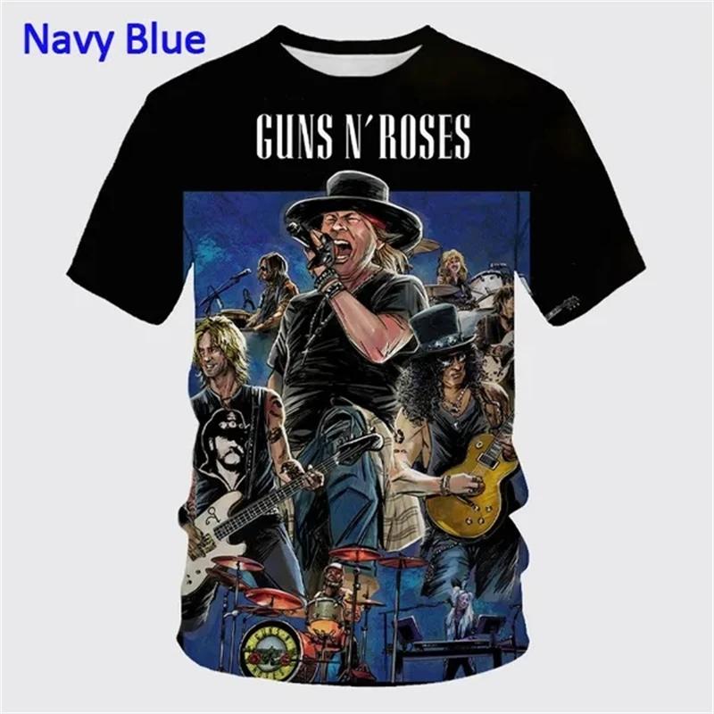 Новая летняя футболка Guns Rose Rock Band с 3D-печатью, мужская, с коротким рукавом, в стиле хип-хоп, унисекс, повседневная, модная, спортивная, панк-топы