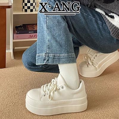 Кожаные маленькие белые туфли женские на толстой подошве с увеличением роста женские туфли весна 2025 новые кеды повседневная спортивная обувь обувь-хлебцы