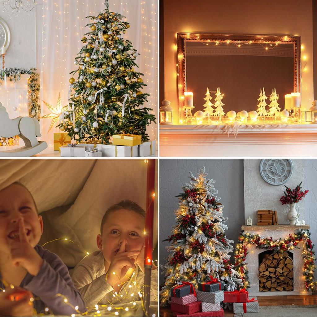 AC220V EU Блок питания Светодиодная гирлянда из медной проволоки 10М-100М Водонепроницаемая уличная лампа для рождественского декора сада