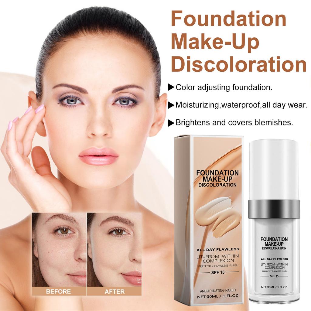 Foundation Make-Up Discoloration,Color Changing Liquid Foundation,Temperature Changing Base Makeup,Color Adjusting Foundation 30ml