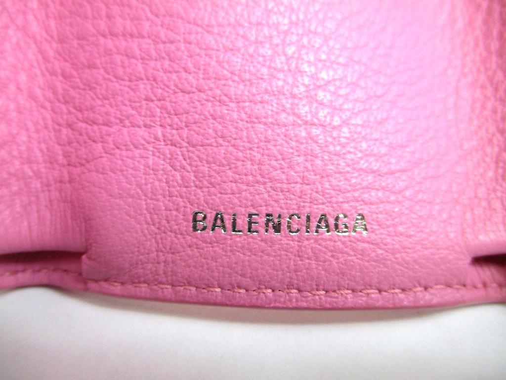 Оригинальный мини-кошелек BALENCIAGA из розовой кожи, тройного сложения, компактный кошелек #b126 Открытая коробка