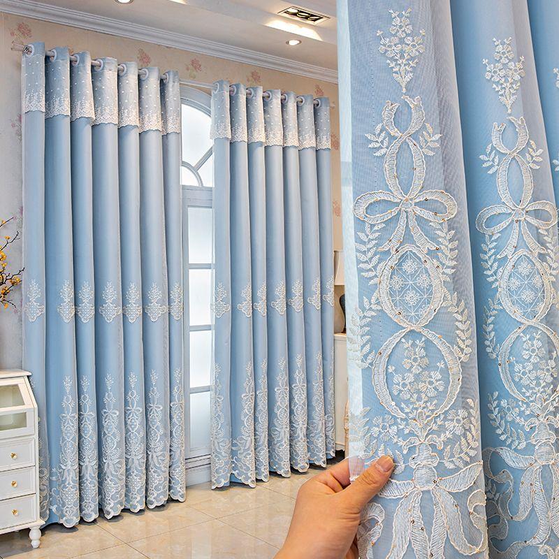 Вышитая цветочная затемняющая штора с люверсами сверху – устойчива к УФ-излучению, пригодна для машинной стирки, вышивка создана для спальни, гостиной и офисных помещений