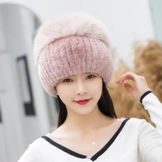 Новая уличная хорошая эластичная шапка из натурального кроличьего меха рекс женская зимняя вязаная шапка из натурального меха чернобурки женская шапка из натурального меха