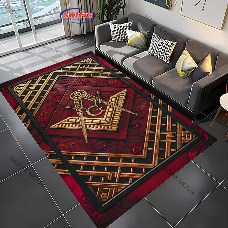 Multi Size M Freemas0nry Theme Printed Carpet New Release! Rug for Living Rooms Bedrooms, Office Areas, Machine Washable Mat