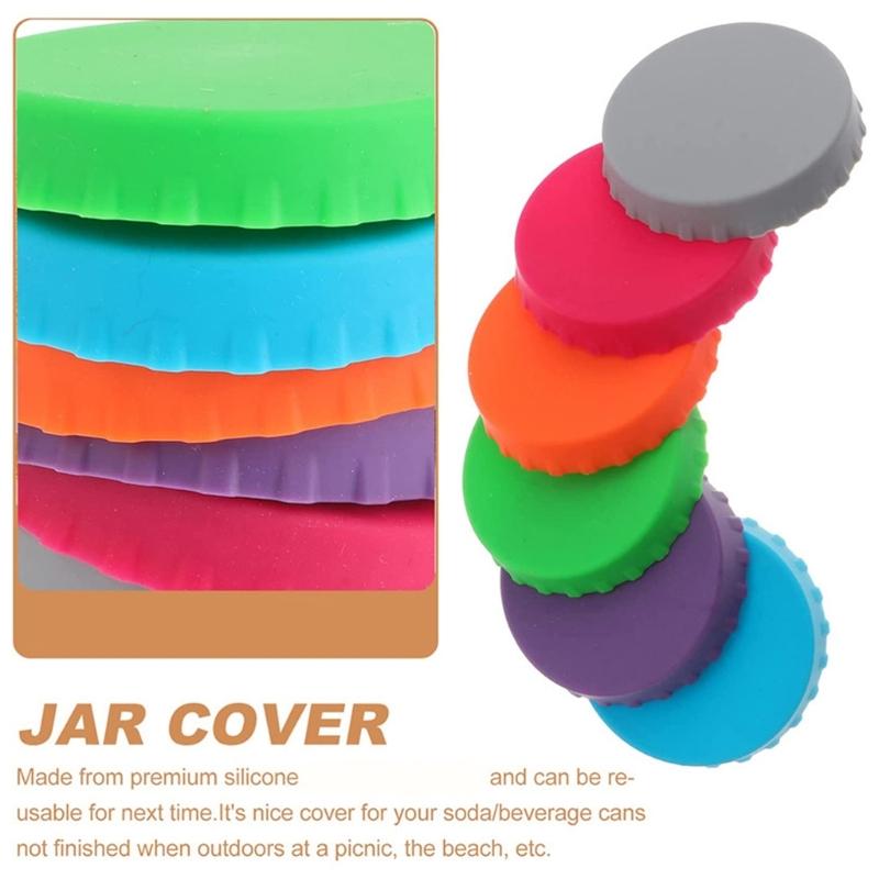 Colorful Can Cover Food Grade Safe Silicone Beverage Lid Leak Proof Portable Sealers for Standard Cans