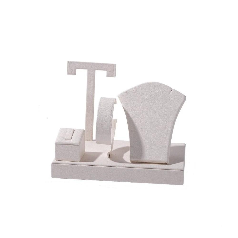 Tray Style Display Jewelry Display Stand Set PU Leather Necklace Display Bust for Jewelry Display