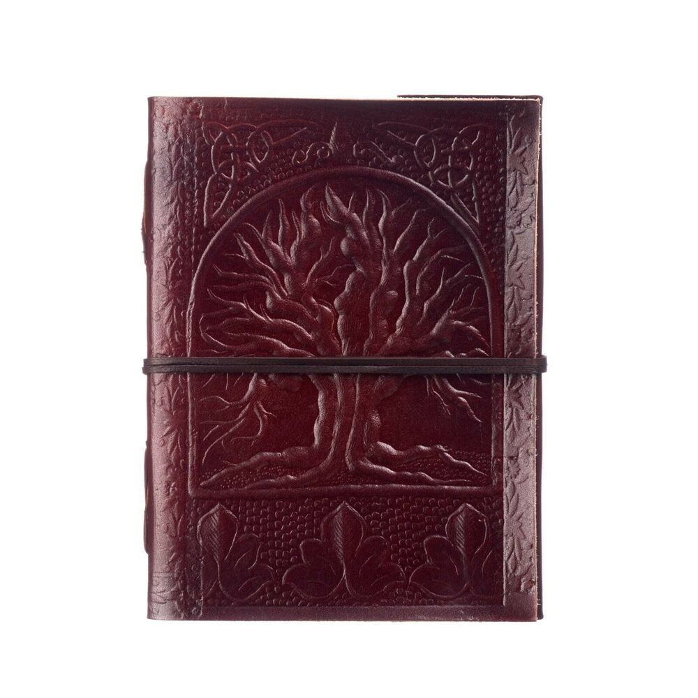 Tree of Life Leather Journal, 125 Unlined Recycled Paper Pages Notebook Diary