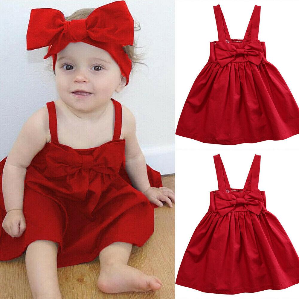 Cute Baby Girls Summer Sundress Bowknot Short Mini Vest Dress Toddler Kids Cotton Casual Dresses Sleeveless Outfit