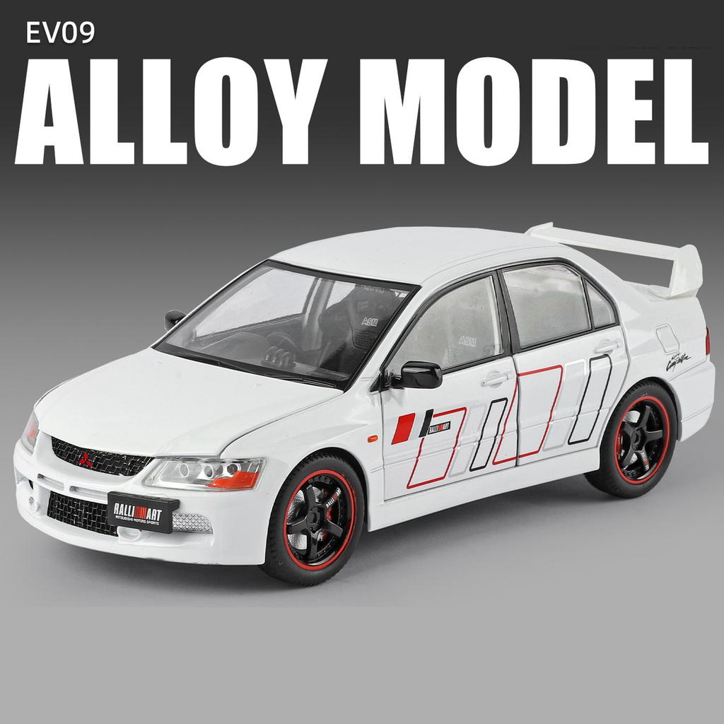 1:24 Mitsubishis Lancer Evolution 9 Alloy Sports Car Model Metal Modified Track Racing Vehicles Car Model Sound Light Kids Gifts