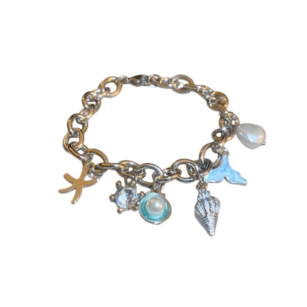 Ornaments Turtle Zinc Zinc Alloy Woven Bangle Zinc Zinc Alloy Rhinestone Pearl Shell Beaded Hand Chain  Daily