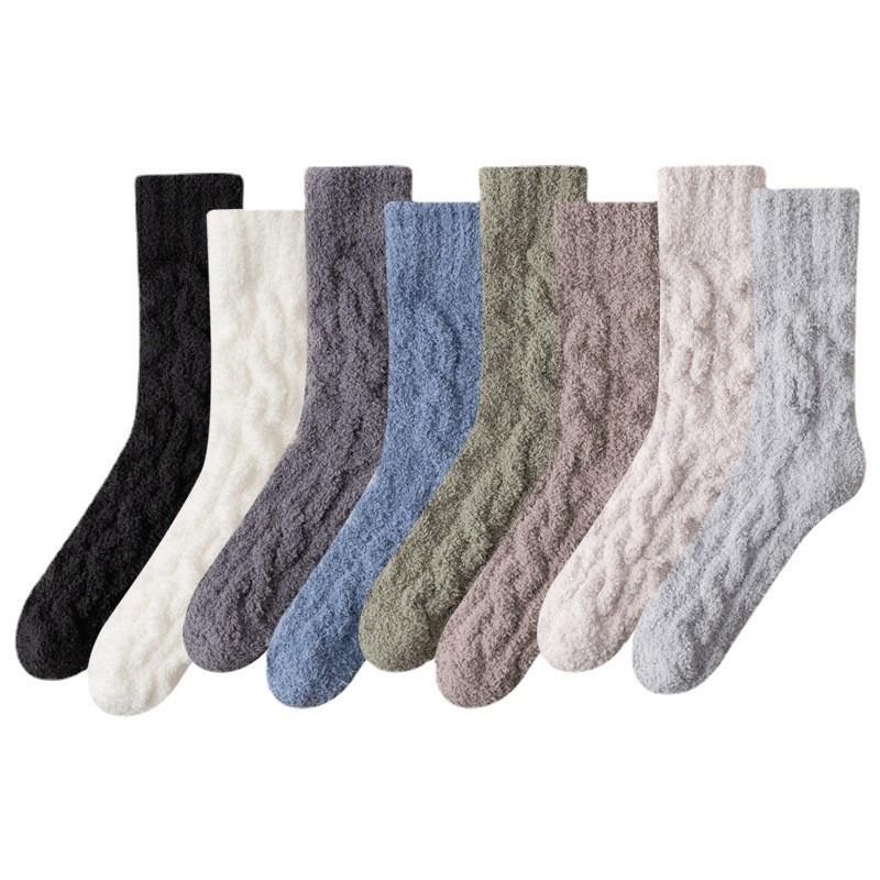 Носки мужские носки средней длины осенне-зимние толстые коралловые флисовые теплые зимние мужские носки дышащие впитывающие пот теплые плюшевые мужские носки