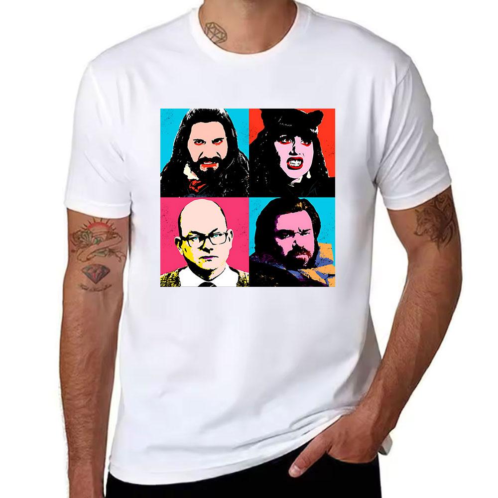 Unisexs Cotton Short Sleeve Tshirt What We Do In The Shadows Pop Art Print Casual Daily Wear Tee For Movie Fans