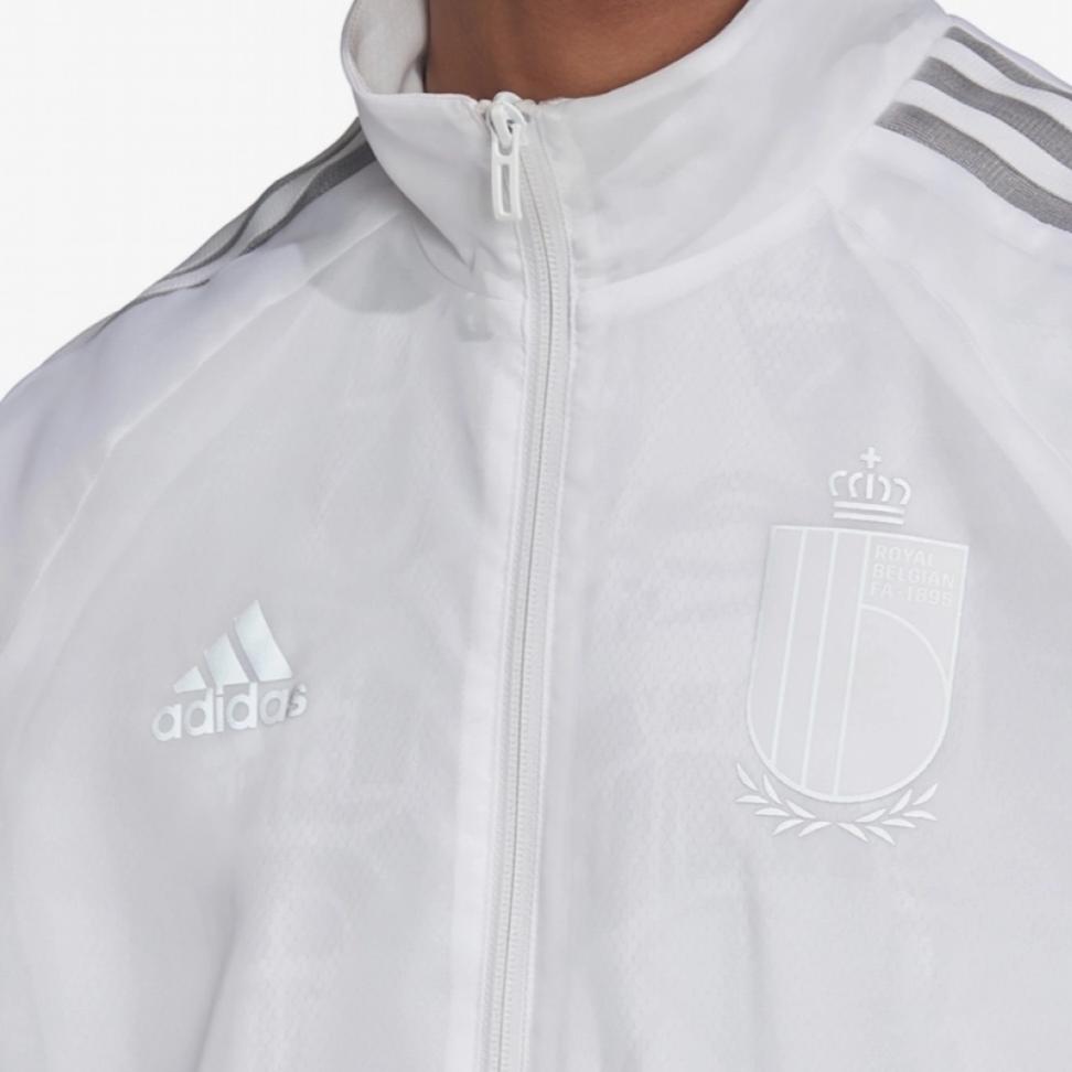 adidas Повседневная куртка с воротником-стойкой и логотипом бренда «Гимн Бельгии» Евро-2020, верхняя одежда унисекс, белая FT2858