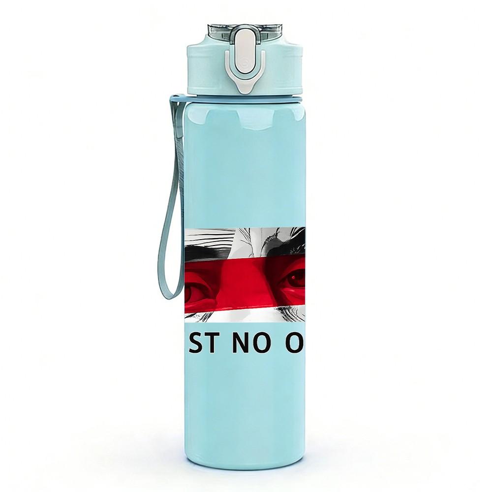 1PC Trust No One Flag Warning Slogan Print 750ml Color Plastic Sports Water Bottle Leakproof Flip Straw Lid Suitable for Sports Office Home Use