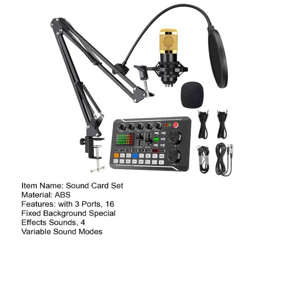1 комплект микрофонной звуковой карты с 3 портами для прямых трансляций. Система подкастов начального уровня с поддержкой Bluetooth. Профессиональный микшер.