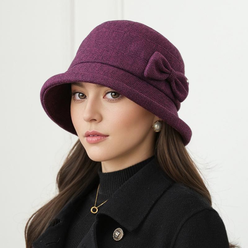 Новая женская клетчатая шляпа-ведро для пожилых людей, осенне-зимняя теплая шляпа с плоским верхом