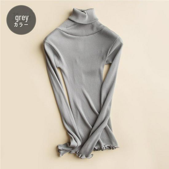 Шелковый топ Yuyue с полувысоким воротником и длинными рукавами для женщин — облегающий крой, шелковая ткань Mulberry с деревянной окантовкой, идеально подходит для осени и зимы.