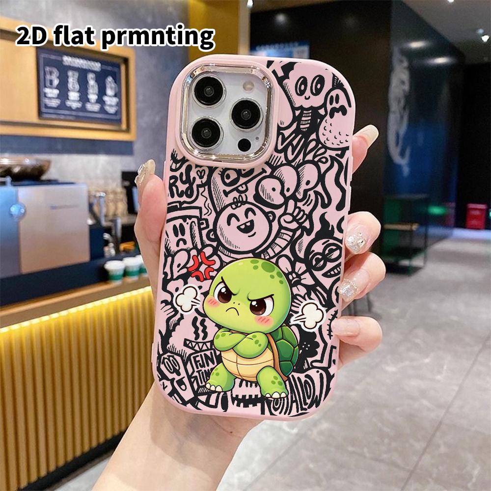 Phone Case: 2D flat design suitable for iPhone 18 17 16 15 14 13 Pro protective case, couple style, angry little turtle, Christmas and Halloween gifts