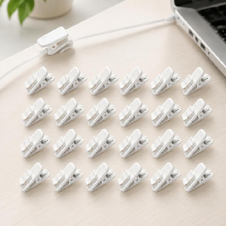Spring Grip Thin Cord Fasteners with Separate Routing Guides for Earphone Cable Management Across Several Locations