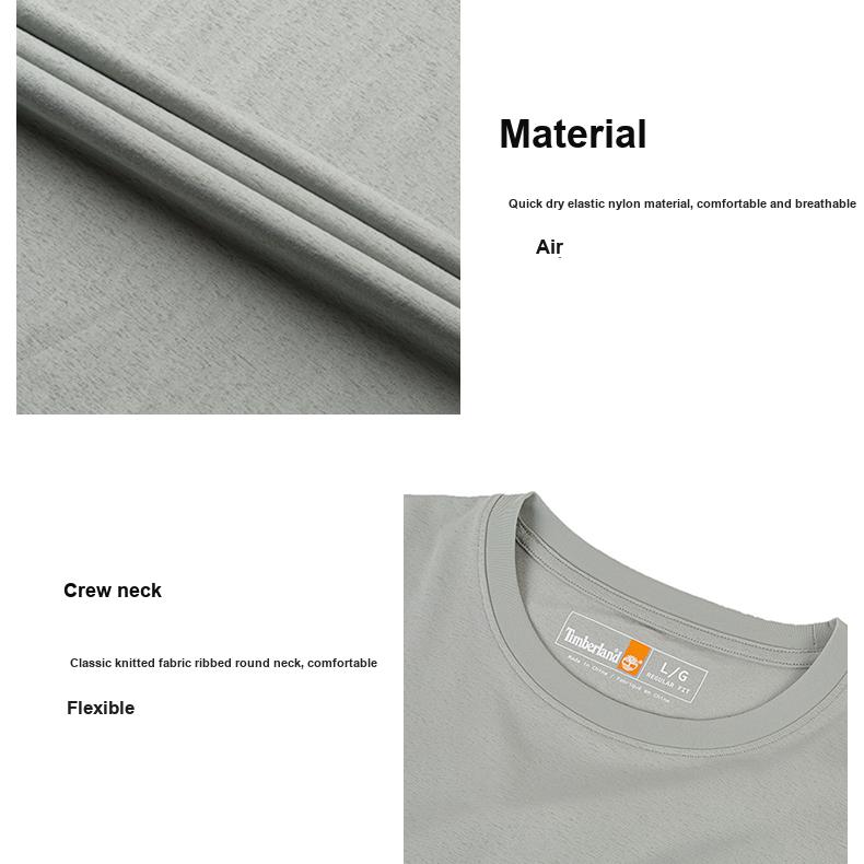 Timberland Dopamine Casual Quick-Dry Lightweight Short Sleeve T-Shirt Men Tops Gray Blue A66CK-C20