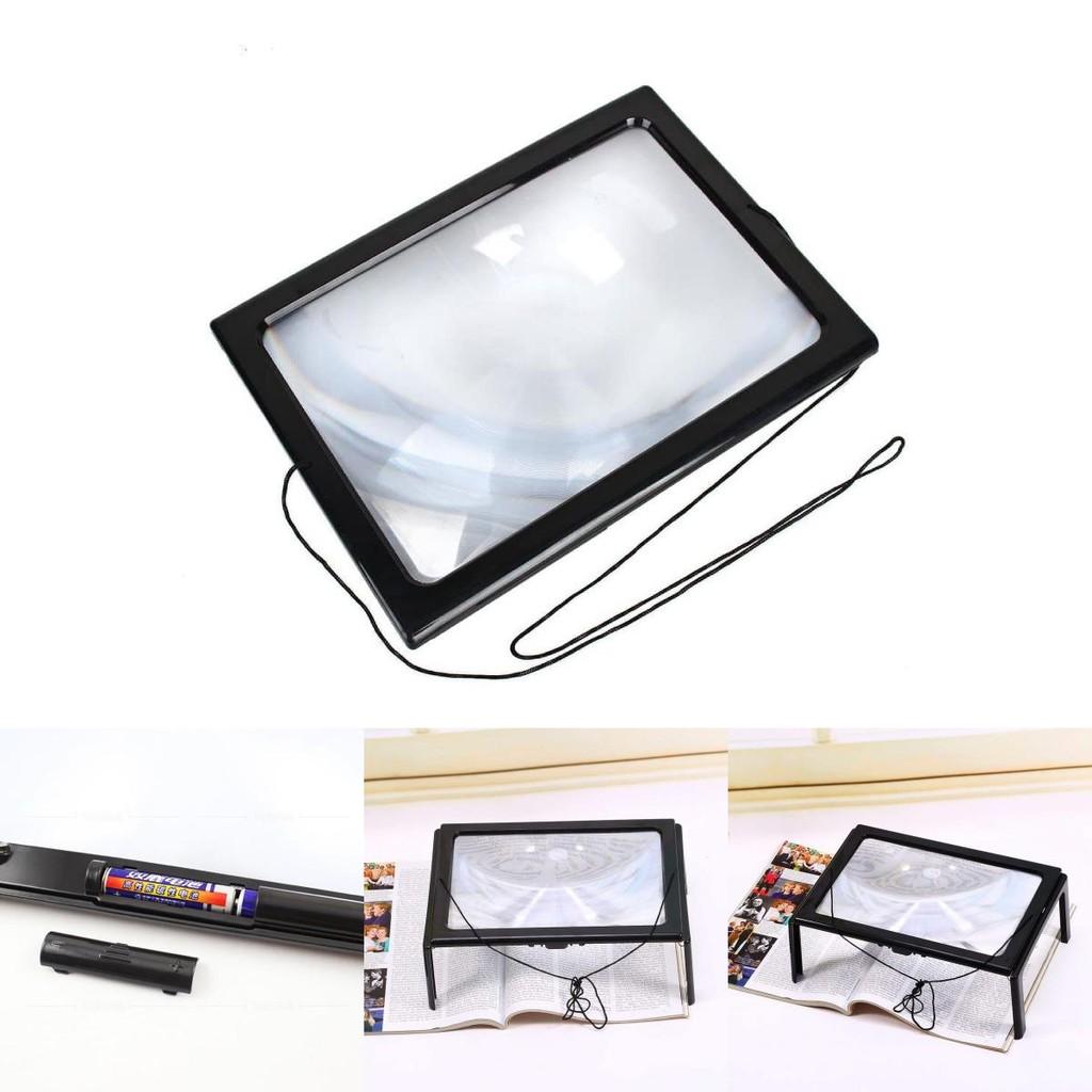 Foldable Portable A4 Rectangular 3x Reading Magnifying Glass With Led Light For Seniors Reading And Learning