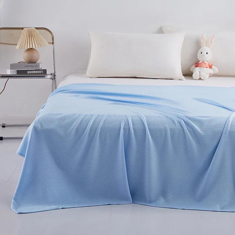 100% Bamboo Fiber Summer Blanket Pure Natural Plant Cooling Quilt Thin Air Condition Comforter Diamond Grid Lightweight Duvet