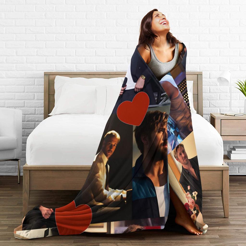 Ryan Gosling Collage Warm Soft Blanket Funny Travel Office Throw Blanket Couch Bed Flannel Bedspread Sofa Bed Cover