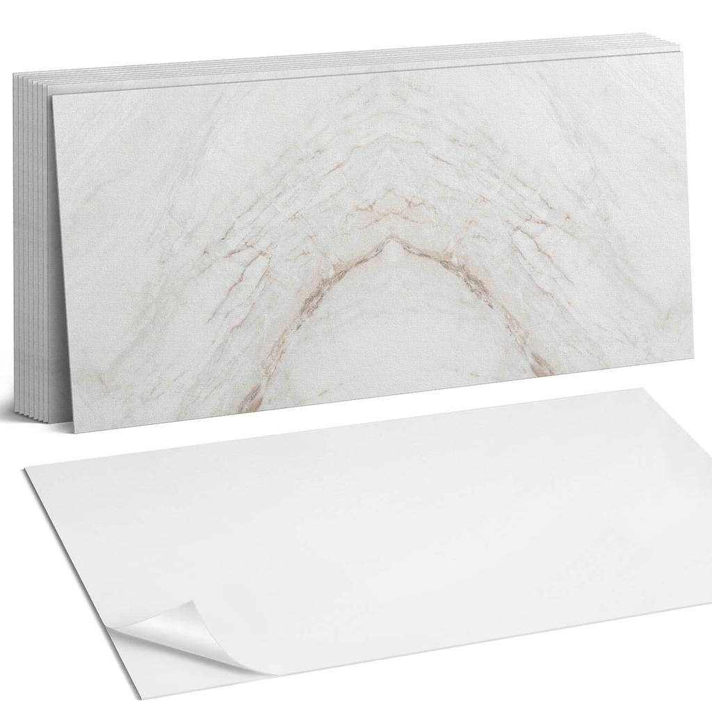 Komplet Kafelków Winylowych Z Nadrukiem - Dekoracja Do Sypialni Elegancki Wzór Marmuru 10X40X20 Cm