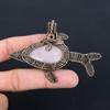Rose Quartz Gemstone Handmade Pure Copper Wire Wrapped Fish Pendant Jewelry For Thanksgiving