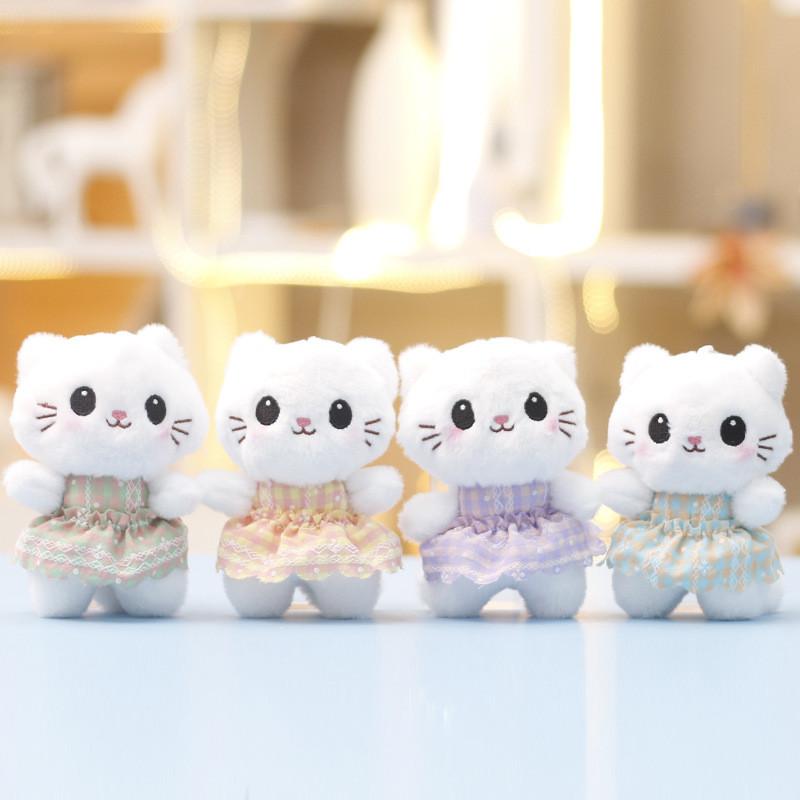 Плюшевая брелок-игрушка кошка с мягким коротким ворсом для декора сумки девочки