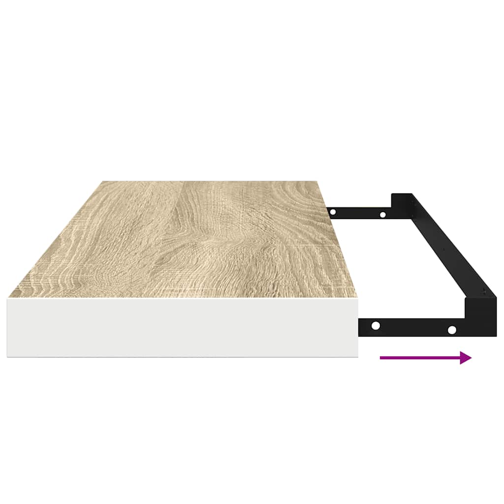 Floating Shelves 4 pcs Oak Effect & White 60 x 23.5 x 3.8 cm MDF