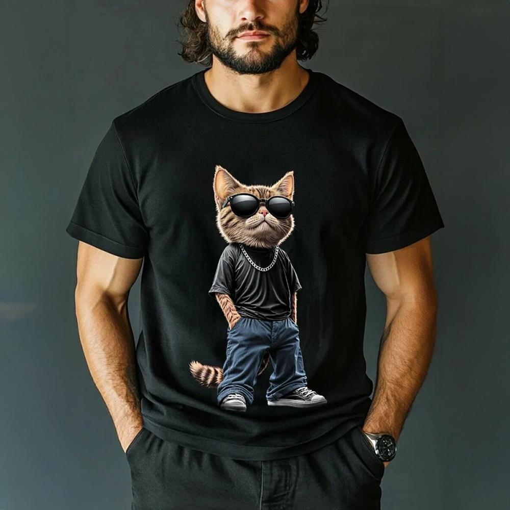 Vintage T-shirt For Men Animal Russian Tiger Lion Print T Shirts Short Sleeve Tee Casual Streetwear Oversized Men Clothing Tops
