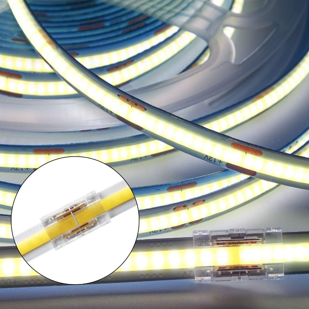 10 шт. 8 мм/10 мм Коннекторы для COB LED ленты Многоразовые DIY Коннекторы для шкафного освещения Без пайки 2-контактные Коннекторы для проводов Осветительные проекты