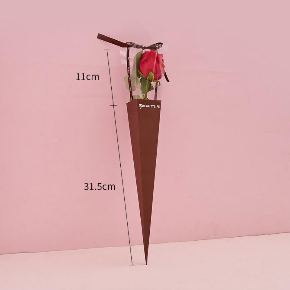 10Pcs Single Rose Bouquet Wrapping Paper Plastic Triangular Box  for Flowers Valentine's Day