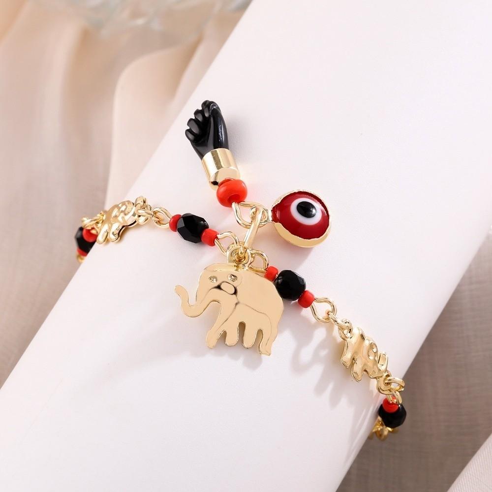 Adjustable Elephant Bracelet Vintage Retro Bracelet Irregular Bohemian Style Bead Bracelet Gifts