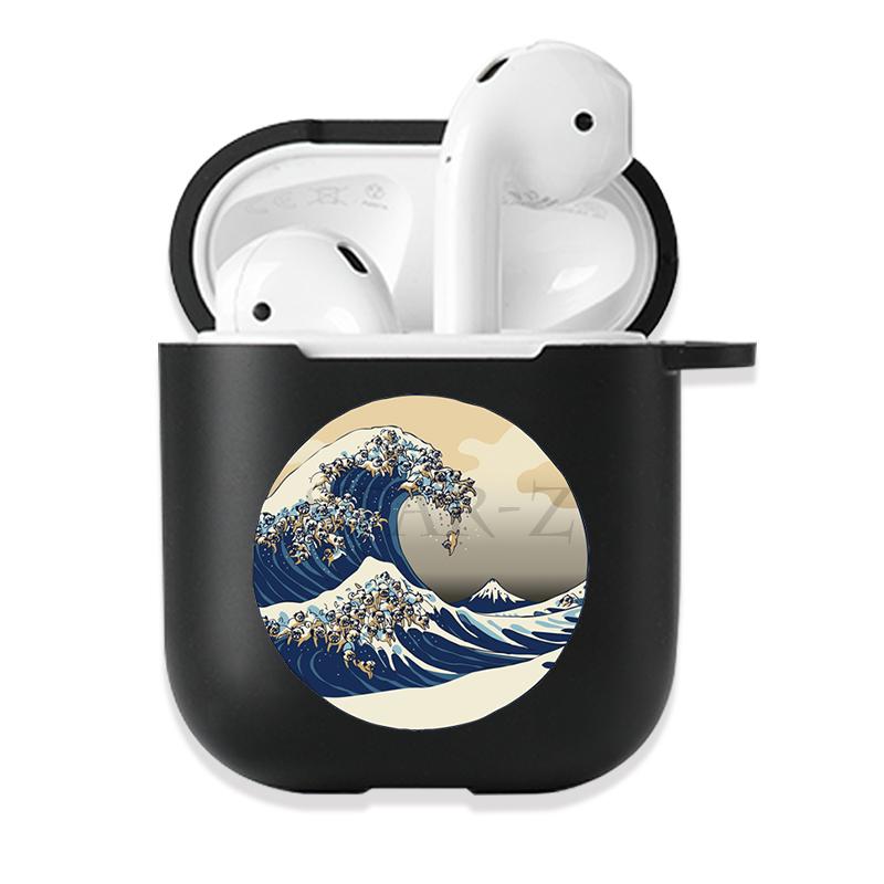 Мягкий черный силиконовый чехол для Apple Airpods Pro 3 2 1 The Great Wave of Kanagawa Bluetooth, беспроводные чехлы для наушников Airpod Cover