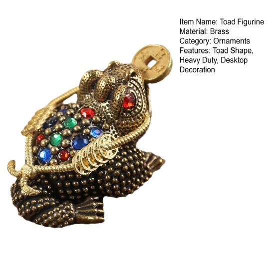 Латунная статуэтка жабы, винтажная 3-ногая золотая жаба, модель, мини-статуэтка лягушки из горного хрусталя, металлическая скульптура животного, украшение для рабочего стола в стиле фэн-шуй, орнамент