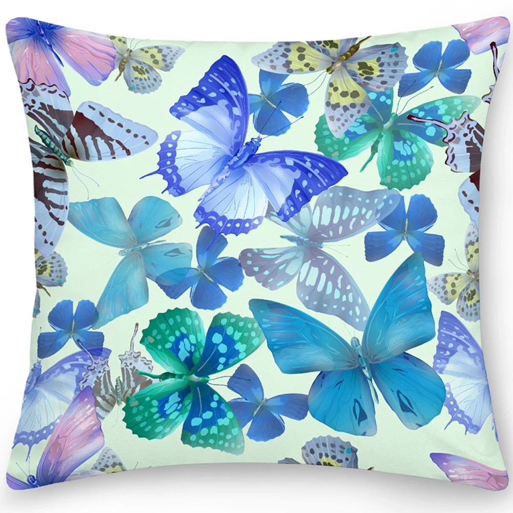 Pillow Office Sofa  Butterfly Print Double Sided  Cover Square Cushion