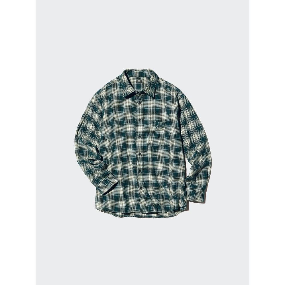 Uniqlo Японская фланелевая рубашка с омбре-клеткой