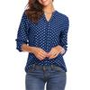 Womens Long Sleeve Dot Print Cotton Linen Shirt With U Neck For Casual Office Wear