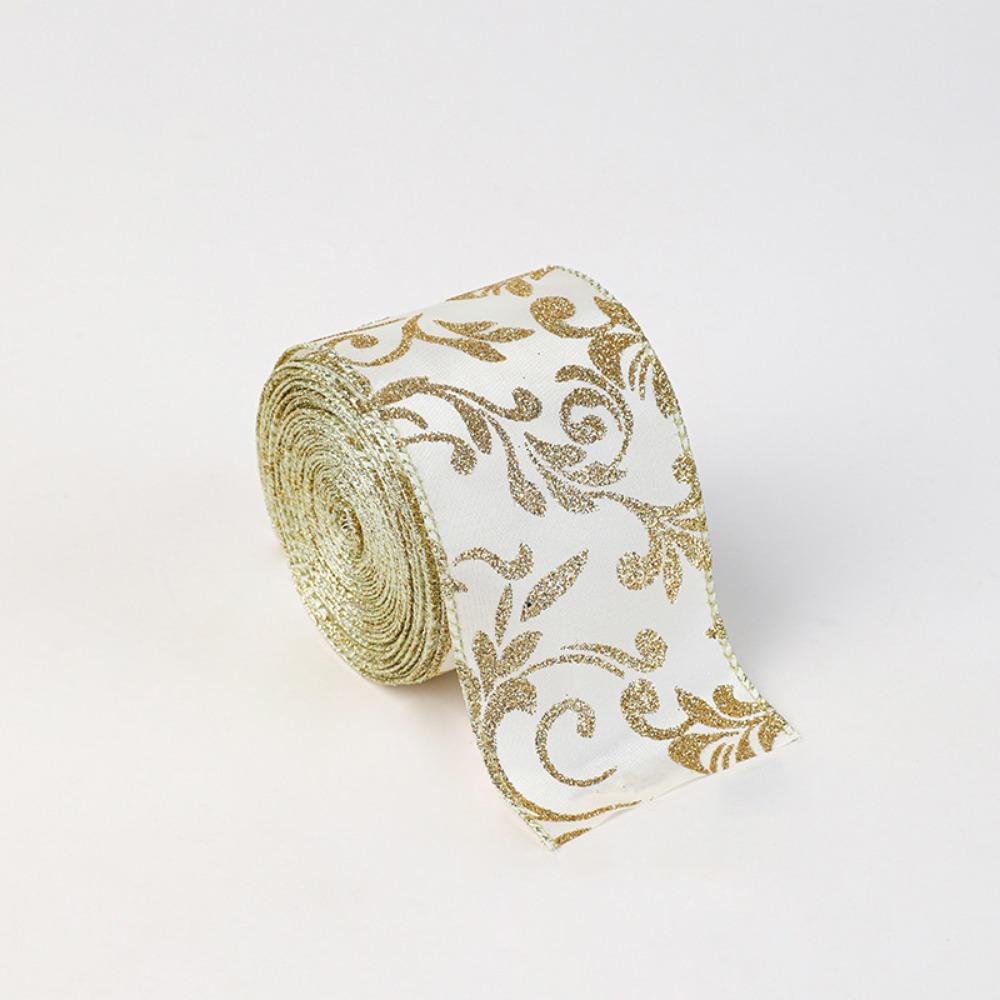 Mesh Yarn Christmas Tree Ribbon Gold Wire Edge Fabric Craft Ribbon New Year