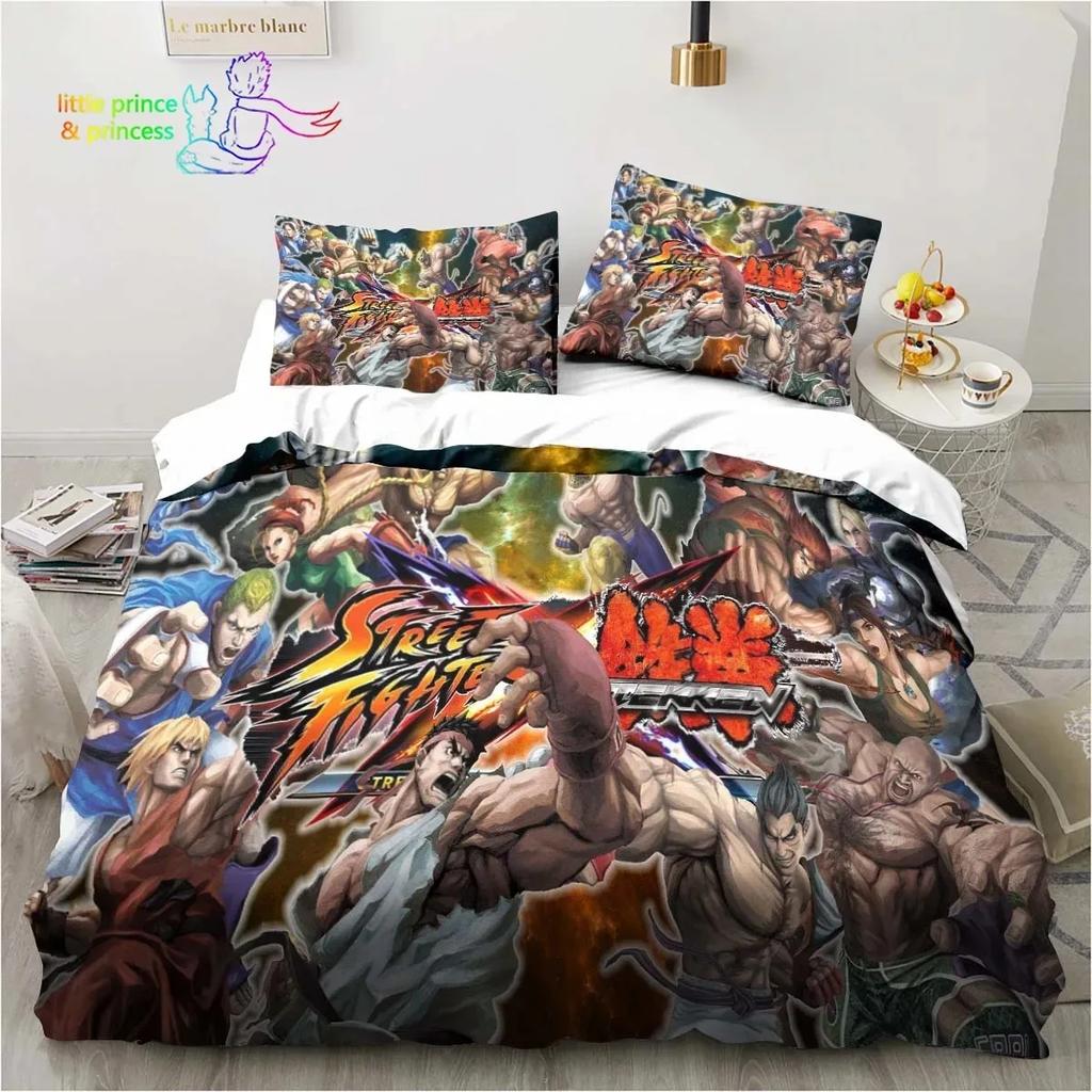 Street Fighter Printed 3D Bedding Set Duvet Cover Pillowcases Single Twin Full Queen King Size Home Decor Pillowcase Boys Gift
