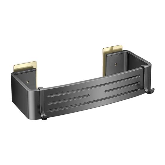 Bathroom Shelf Towel Rack Strong Load-bearing Drainage Hole Design Self Adhesive No Drilling Easy To Install Storage Rack Shower Organizer