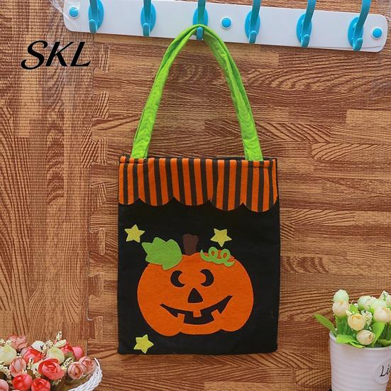 Reusable Holiday Storage Bags Halloween Candy Bags, Non-Woven Trick or Treat Tote with Handles, Pumpkin Ghost Printed Totes Cute Black Cat Print