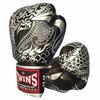 Twins Boxing Gloves Genuine Leather Snake God SilverBlack 12oz