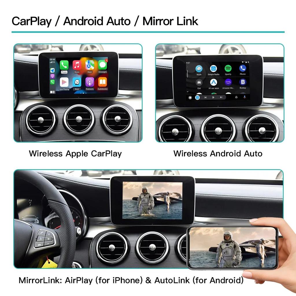 AUTOABC Wireless CarPlay Android Auto для Mercedes Benz ABCE Class GLA CLA CLE W205 W176 C117 W246 W167 NTG5.0 Mirror Link
