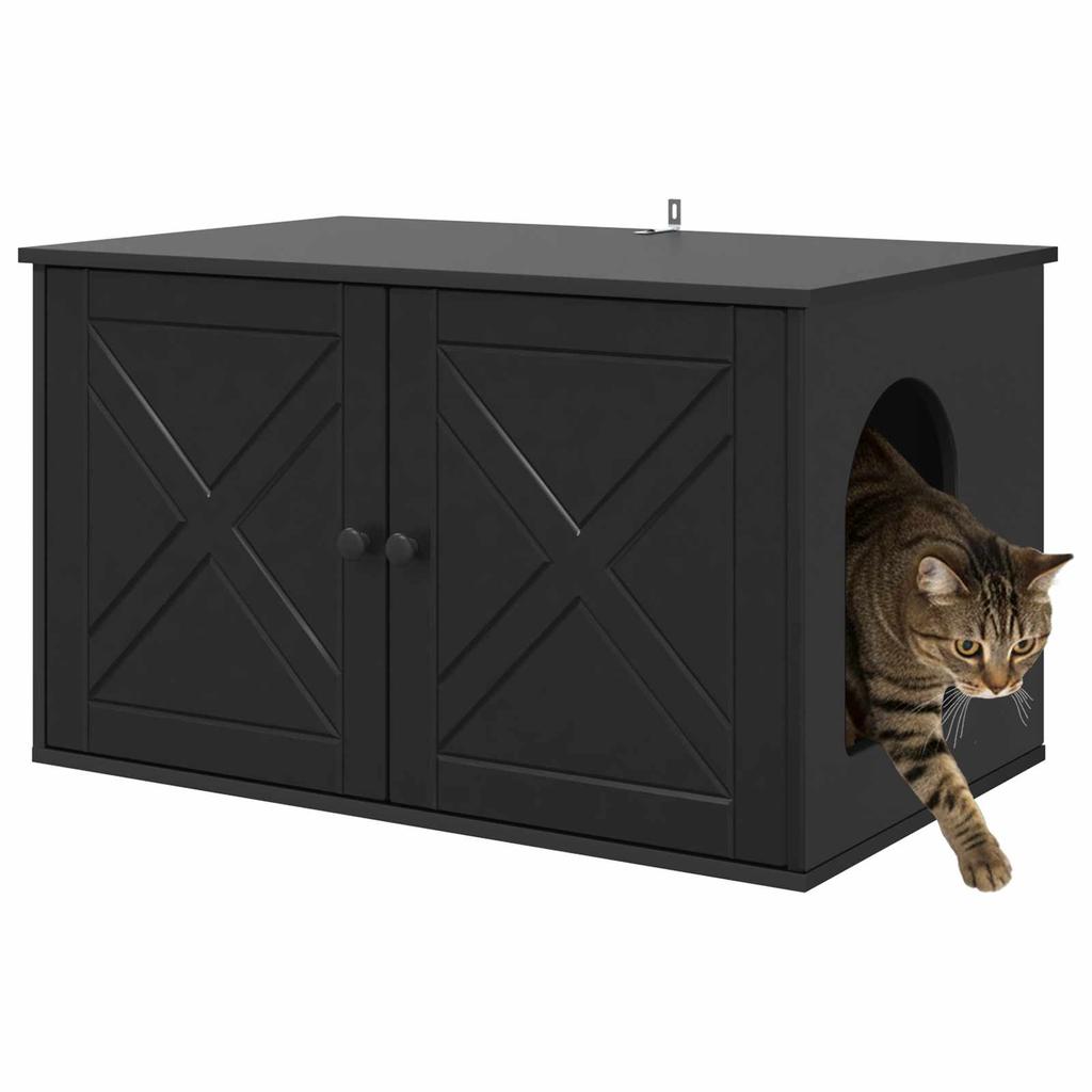 Cat House Black 85 x 55 x 50.5 cm Particleboard